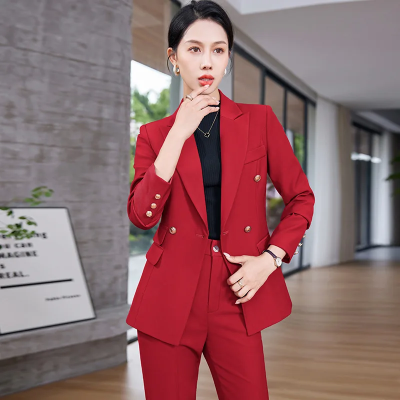 

Formal Women Blazers Feminino Autumn Winter Professional Business Work Wear OL Styles Office Trousers Set Pantsuits