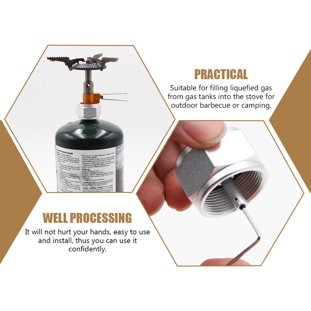 

Gas Tank Adapter Camping Cylinder Converter Stove Adapters Petrol Connection Silver Stoves Kit