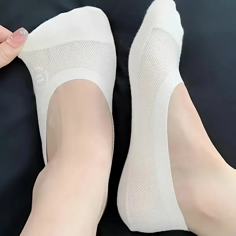1/4/10 Paar Damen-Sportsocken mit Baumwollboden, unsichtbar, atmungsaktives Netzgewebe, weich, bequem, rutschfest, Silikon, Freizeitsocken – Detail 8