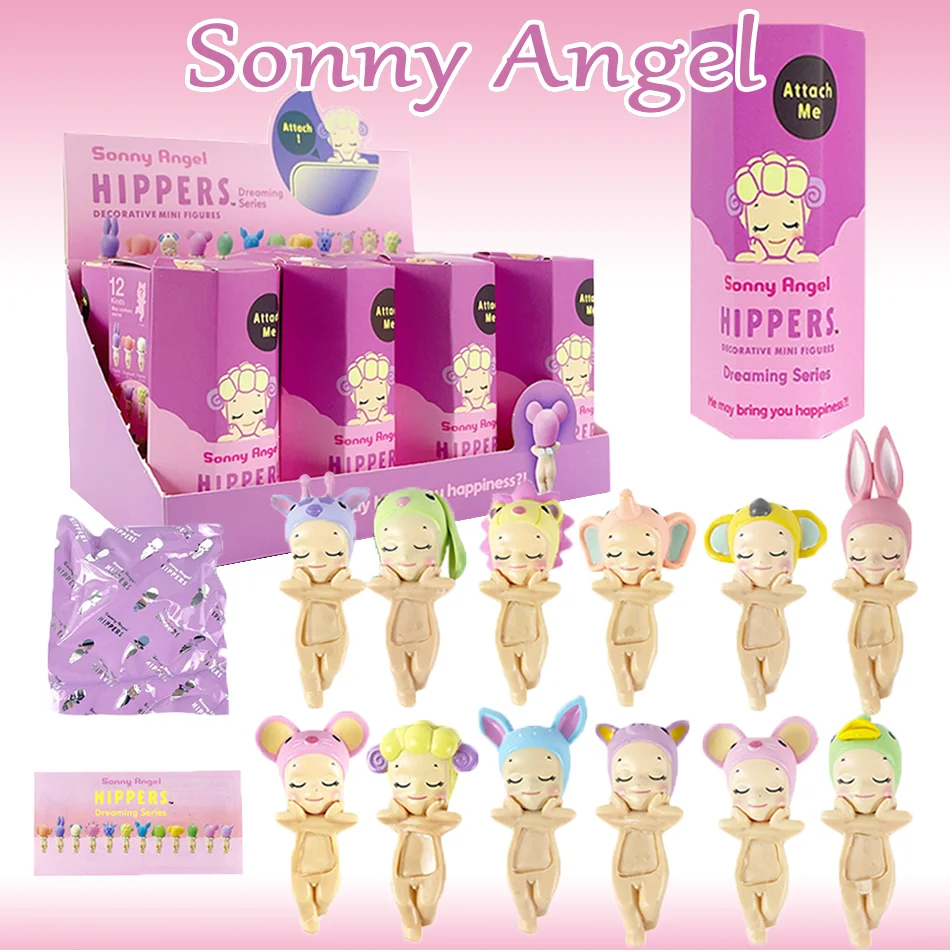 Sonny Angel en Stock, figuras de acción Hippers tumbado, lindo juguete sorpresa misterioso, modelo de Anime, muñeca, regalos de navidad para niños