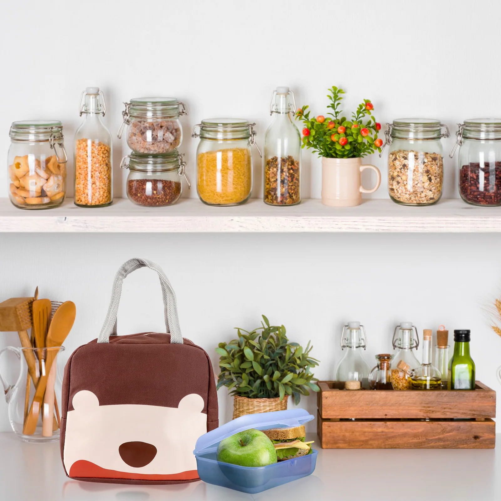 

Insulated Lunch Box Bag Waterproof Oxford Cloth Aluminum Film Portable Bento Bag Cartoon Pattern for Office School Picnic Work