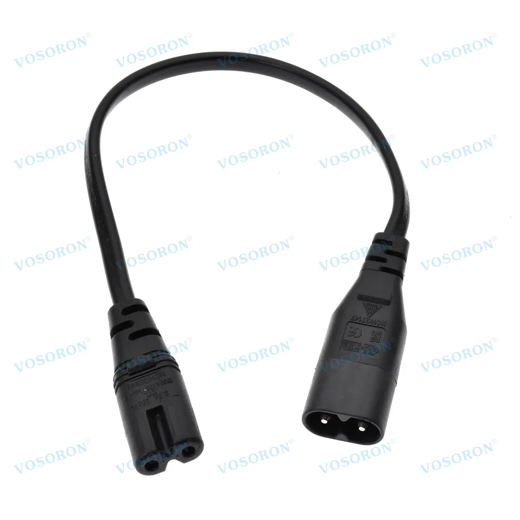 IEC 60320 C8 Plug to C7 Receptacle Male to Female Extension Power Supply Main Adapter Cable 30cm