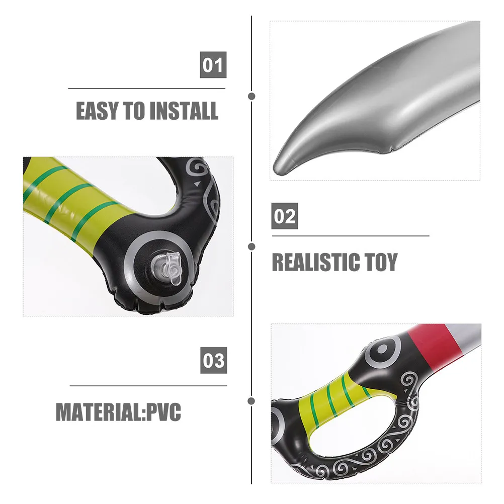 4 szt. Balony Akcesoria do Kostiumów na Halloween Nadmuchiwane Miecze Pirackie Nóż Chłopięcy PVC Halloween Urodziny Impreza Cosplay Rekwizyty Miecz