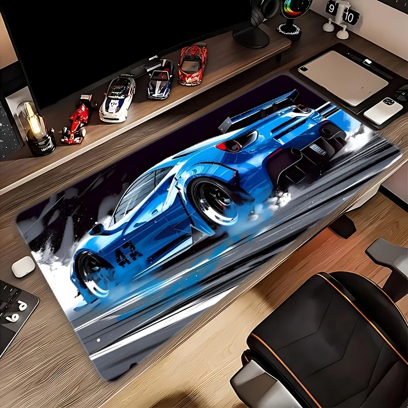 

Blue Sport Car Design Mouse Pad Large Rubber Anti-slip PC Desk Accessories Mousepad for Office and Gamer Keyboard Mats Decor Mat