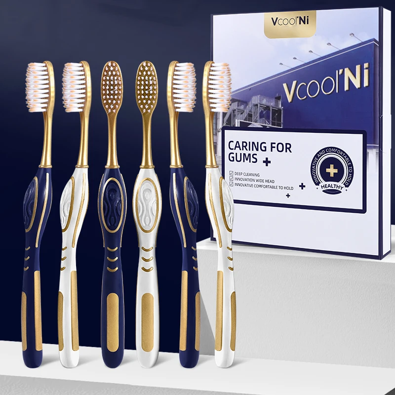 

VCOOLNI [6-pcs gift boxes] New spherical non-slip handle household adult couple travel soft-bristled toothbrush