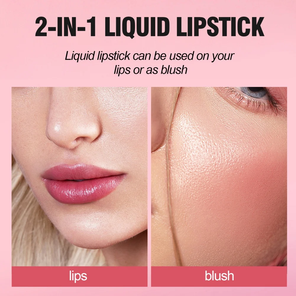 Fruit Juice Lip Tint Non-stick Cup Liquid Lipstick and Blush 2 In1 Waterproof Long Lasting Water Lip Stain Lips&cheek Makeup