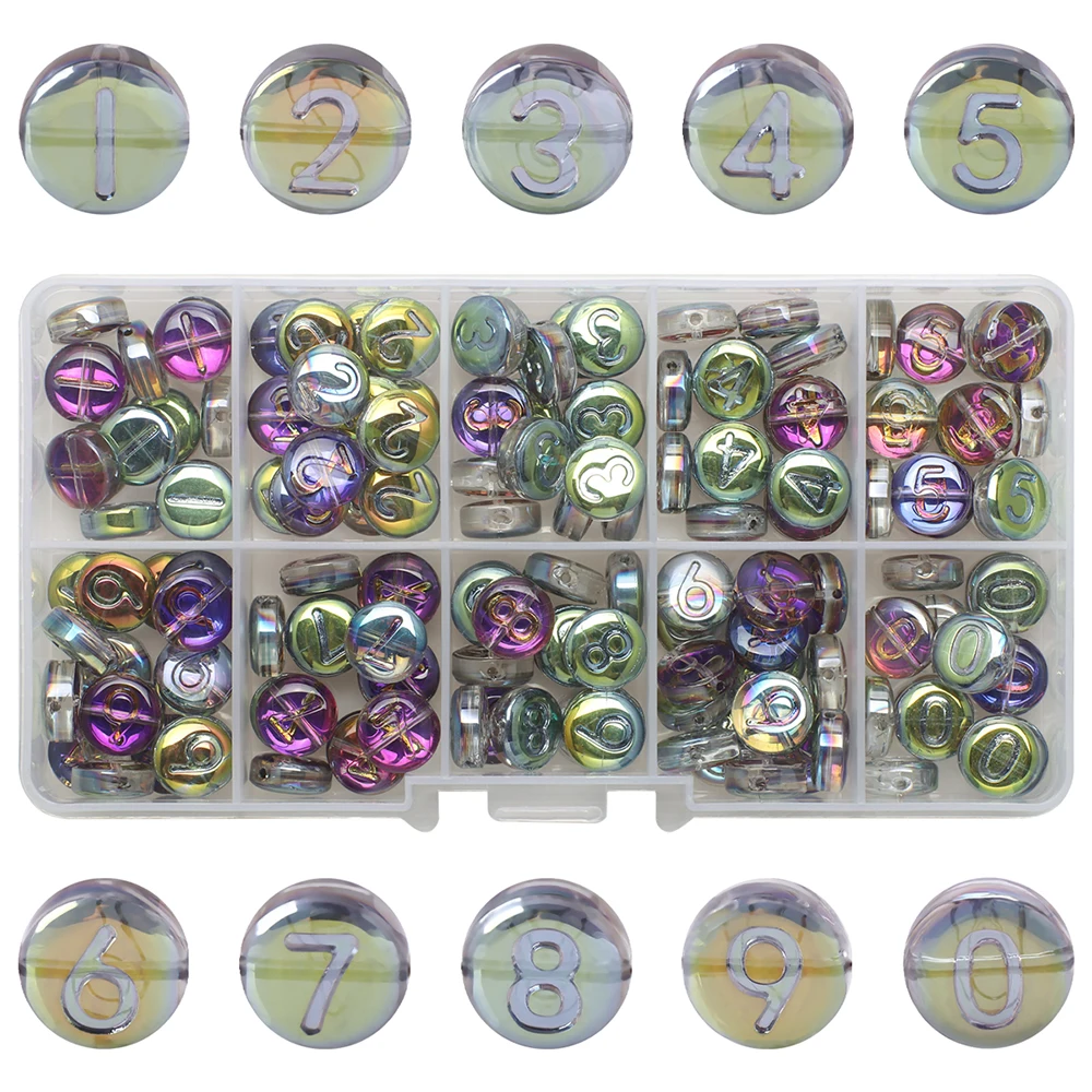 New 10 Grid 150Pcs/Box Digital Bead Box With Arabic Numeral Medium Hole Glass Pendant DIY Mobile Phone Chain Accessories