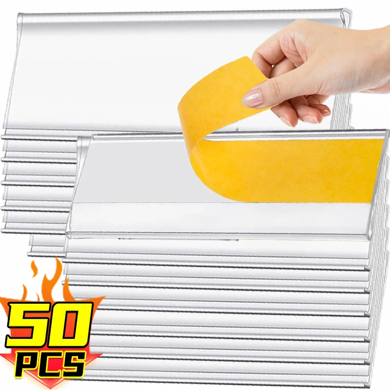 

Clear Adhesive Shelf Tag Self-adhesive Shelf Label Pockets Label Holders Index Card Pocket for Bookshelf DIY Organizing Classify