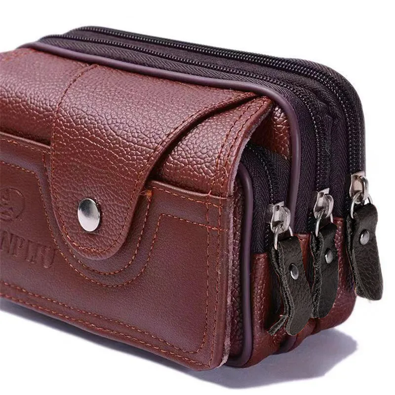 Genuine Leather Hand Bags For Men Large Capacity Money Purse Cell Mobile Phone Pocket Women Soft Double Zipper Male Clutch Bags