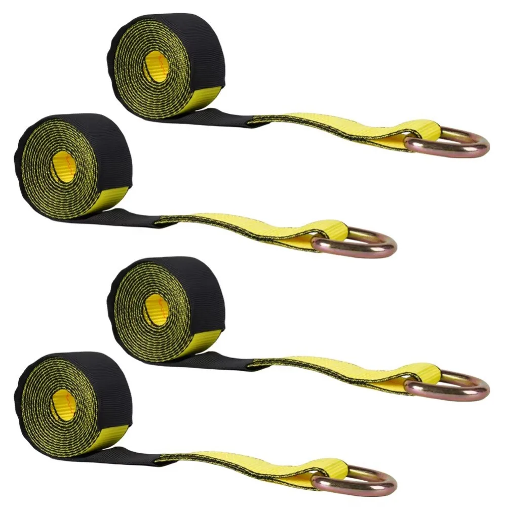 Pas mocujący do opon, 4 sztuki, wytrzymałość na rozdarcie 5000 kg, mocny pas do transportu, pas do wiązania opon, pas lasso, pas do mocowania kół, lina do holowania