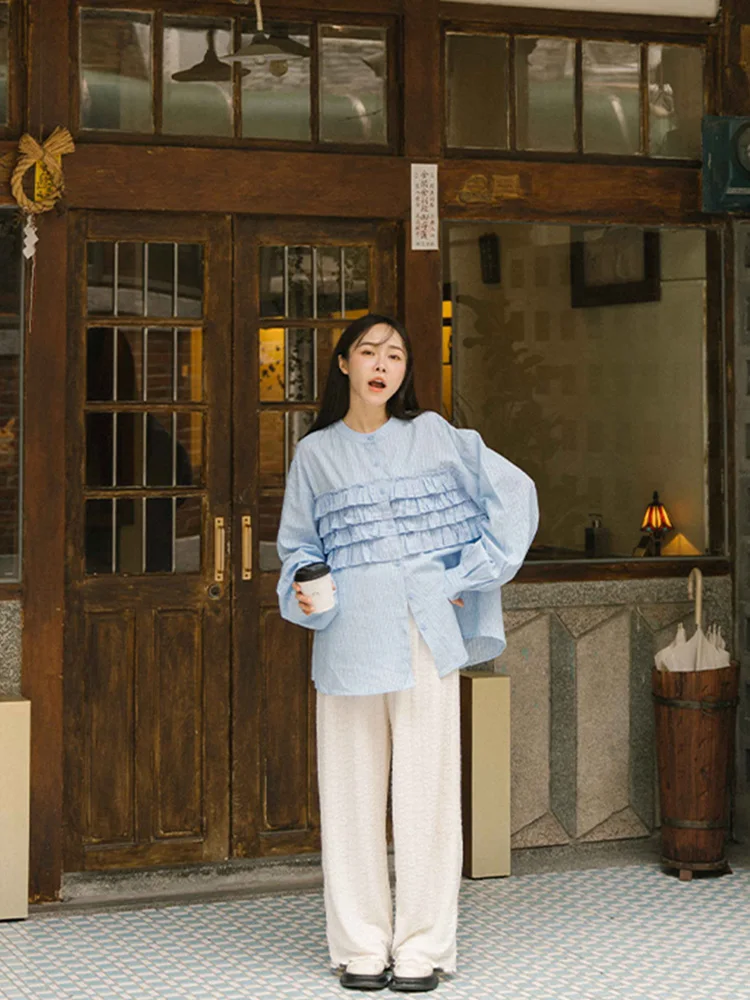 

Женское платье Queenop: Новинка осени, многослойное, с кружевным дизайном, в полоску, из хлопка и полиэстера, свободного кроя, длинное