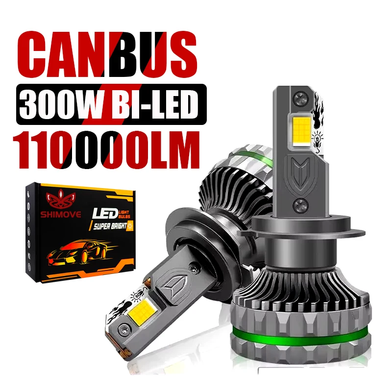 H1 H4 LED Car Headlight H7 H11 9005 9006 300W Quad Copper Tube High Power High Low Light Turbo LED 24PC CSP 110000LM 6000K