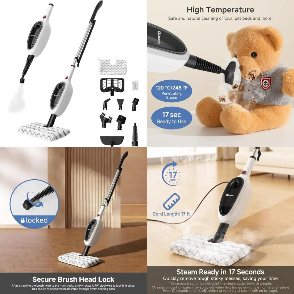 

Double-Sided Steam Mop Cleaner with 17-Second Heat Up for Home Floors and Surfaces, Ideal for Kitchen and Bathroom Use