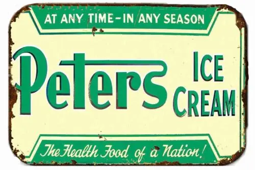 Peters Ice Cream Advertising All Metal Tin Sign  8x12