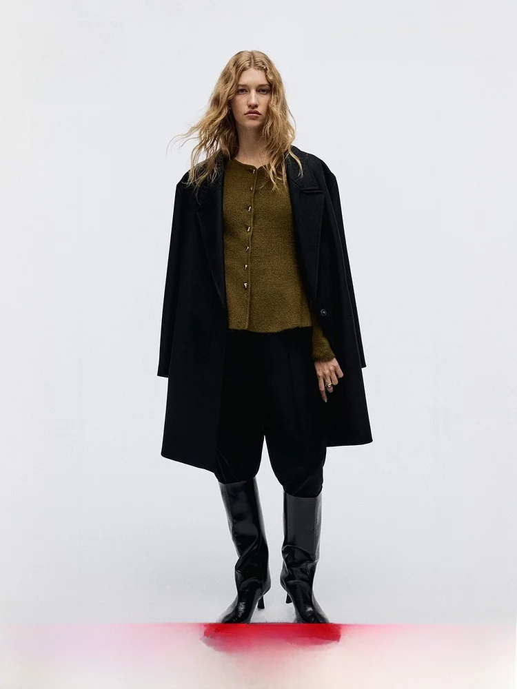 

H&M Women's Knitted Cardigan Winter Elegant Princess Style Skirt Hem Open Cardigan Casual Fit Polyester Acrylic Wool Spandex