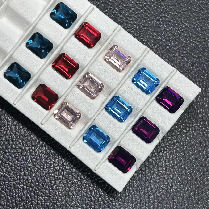 

8x10mm Emerald Cut Nano Gemstone Lab Grown Octagon Morganite Pink Nano Crystal Stones