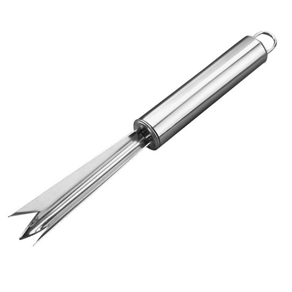 

4Pcs Pineapple Remover Stainless Steel Kitchen Gadget Silver Premium Pineapple Skin Remover VShape Easy Storage Fruit Tool