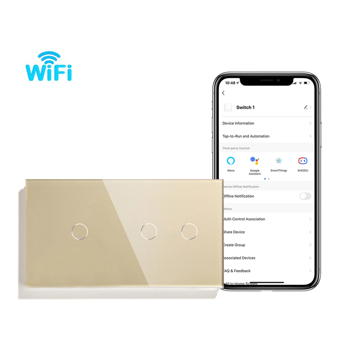 Imagem -04 - Bingoelec Wifi Switch 3gang 1way Interruptor de Luz de Parede Inteligente Cristal Classe Backlight Sensor Ligar Desligar Interruptores para Casa Inteligente