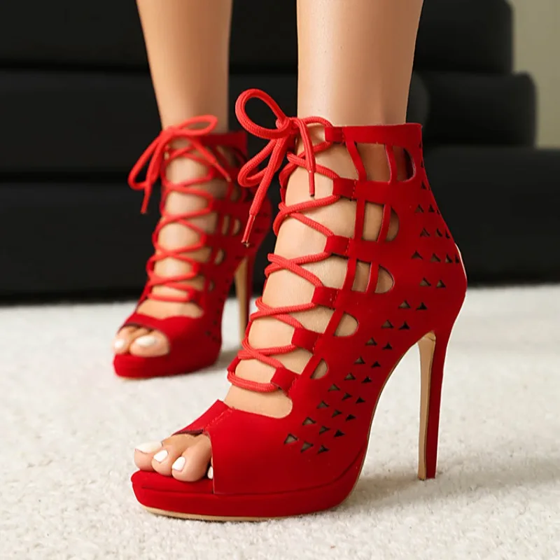 2026 Spring/Summer New Style Women's Open-Back Cross-Strap High Heel Pointed-Toe Fish Mouth Sandals Available in Sizes 34 - 50 view 6