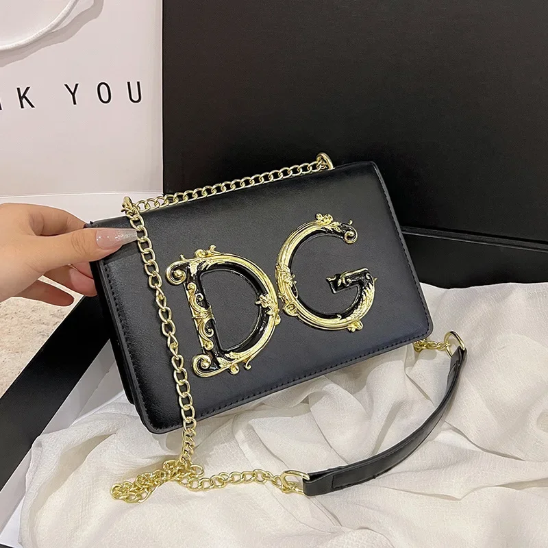 2025 Spring New Women's Fashion Luxury Brand Design To Create Letter Metal Label Personality Chain Single Shoulder Crossbody Bag