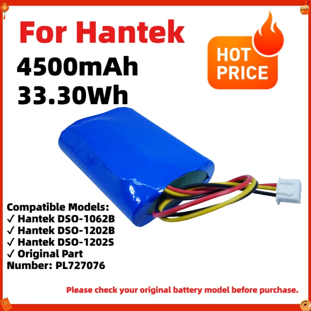 

Replacement Battery for Hantek PL727076 DSO-1062B DSO-1202B DSO-1202S Oscilloscope 4500mAh 33.30Wh High Capacity Li-ion