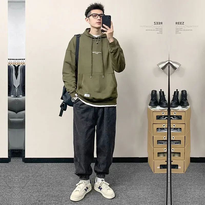 

Baggy Soft Alphabet Leisure Sweatshirts for Men 90s Vintage Pastel Color Harajuku Fashion Novelty And Korean Style Man Hoodies