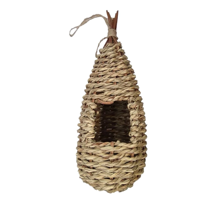 Garden Handing Birds Nest Box Breeding Swallows Nest Grass Hand Woven Birdhouses For Outdoors Hanging