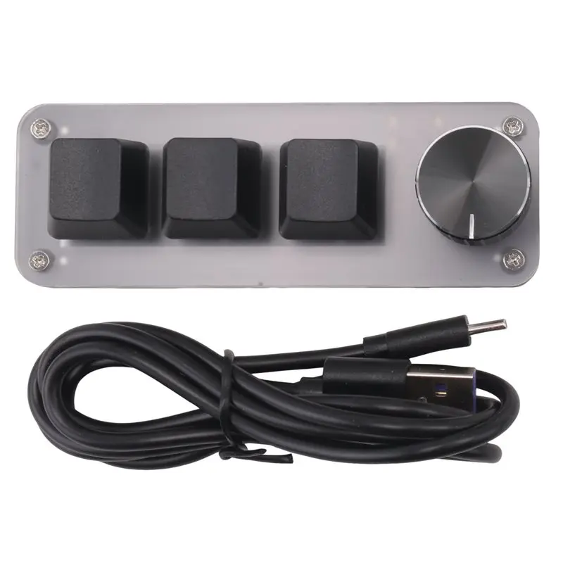 ABDE-Macropad Macro Mechanical Keyboard Gaming Custom Programming Knob Keypads 3 Keys Black For Photoshop