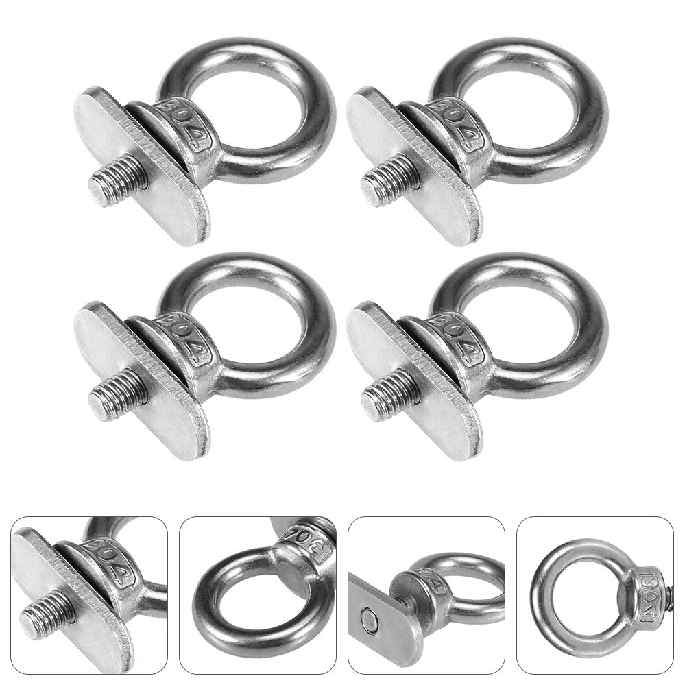 

4 Pcs Kayak Ring Hook Tie Down Eyelet Hooks Lifting Accessories Slide Rail Stainless Steel Load Fishing Accessory