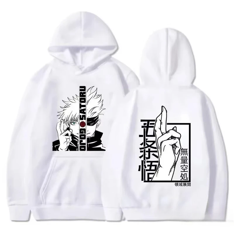 2026 Neuer Cooler Anime Streetwear Gojo Satoru Bedruckter Hoodie für Männer und Frauen Jujutsu Kaisen Lässiger Langarm-Pullover Sweatshirt – Detail 8