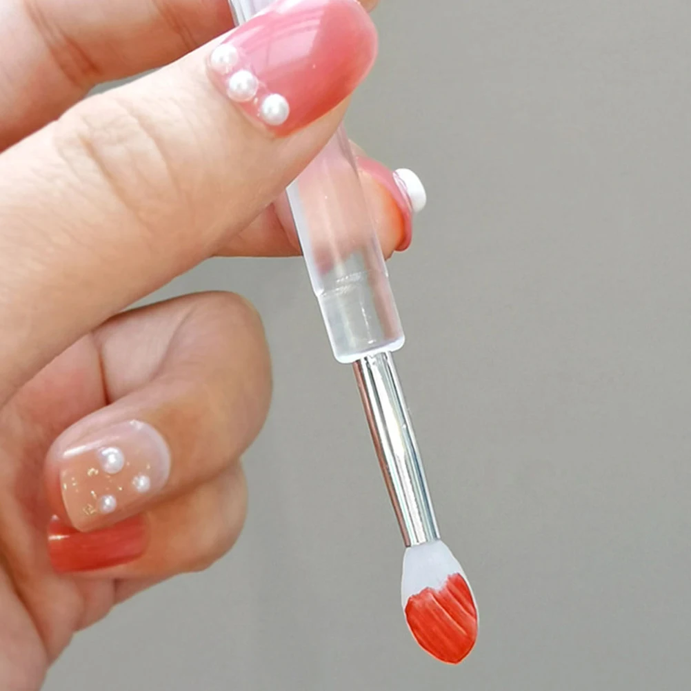 

9 pcs Lip Brush Silicone Matte Transparent H Pink Cap Cover Makeup Brushes Applicator Clean Easy Use