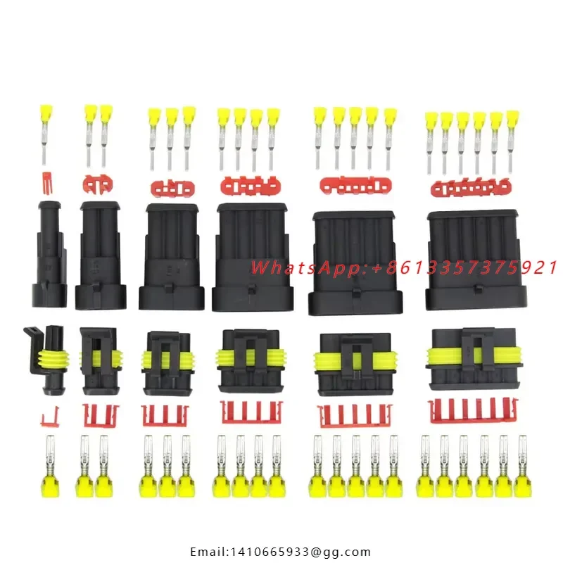 1 Set 1 2 3 4 5 6 Pin Super Seal AMP Electrical Connector Automotive Waterproof Lamp Male And Female Plug For Car
