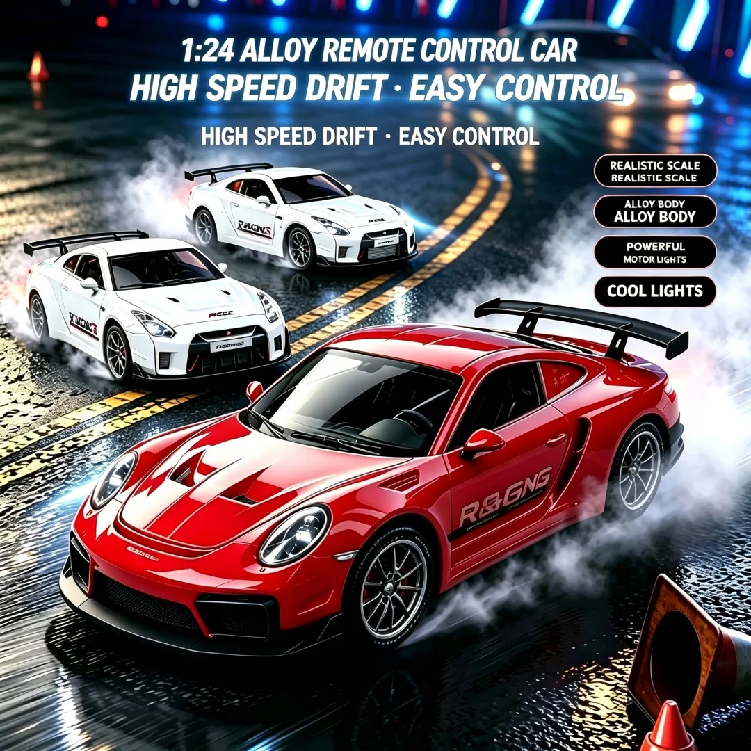 1:24 4WD RC Drift Car 2.4G Remote Control High‑Speed Racing Car Drift Toy Vehicle for Boys Kids Gift