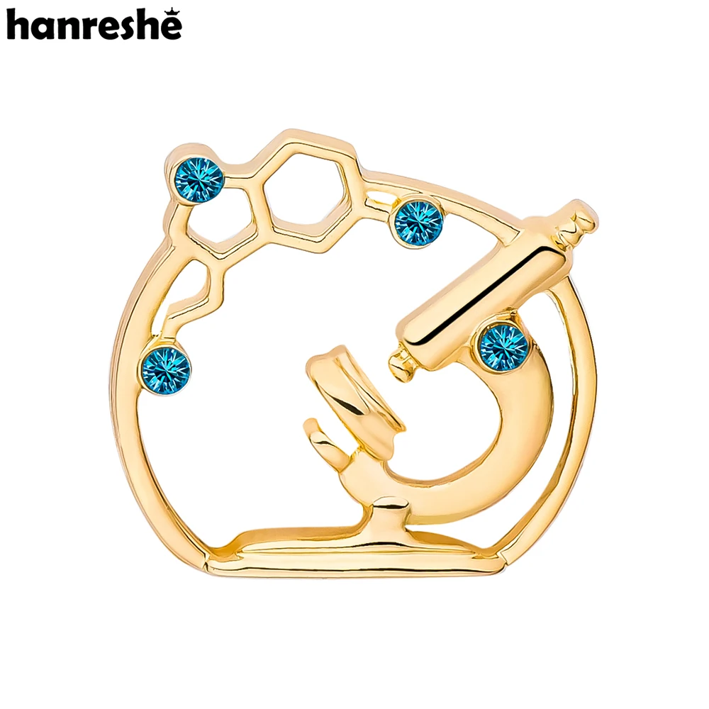

Hanreshe Inlaid Crystal Microscope Brooch Pin Science Lab Jewelry Accessories for Scientist Biologist Lapel Badge Gifts