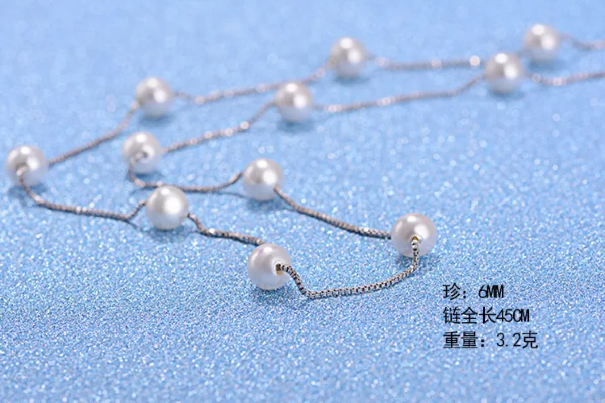 الاكسسوارات الفضية الحلي قلادة سلسلة 6-7 مللي متر لؤلؤ المياه العذبة الطبيعية قلادة مجوهرات للنساء قلادة هدية