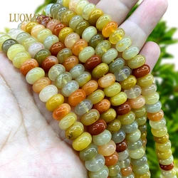 6x10MM 주판 천연석 노란색 고비 옥 느슨한 Rondelle 스페이서 비즈 쥬얼리 만들기 DIY 팔찌 매력 액세서리