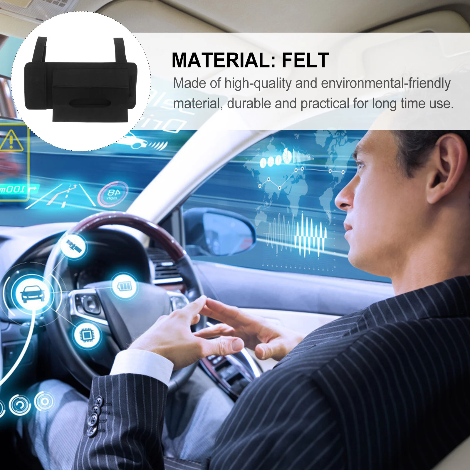 

1pc Box Hanging Car Visor Visor Face Mask Holder Tissue Case With Card Tissue Case With Card Pouch Pouch For Car Decor
