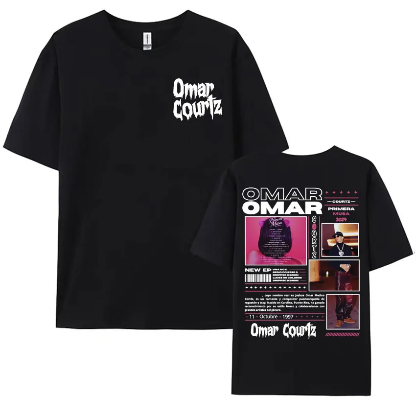 Rapper Omar Courtz Primera Musa 2024 Tour Cover T-shirt Men Women Harajuku Hip Hop Punk Oversized 100% Cotton T Shirt Streetwear