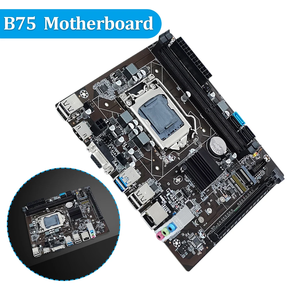 

LGA1155 Настольная материнская плата RAM 16 ГБ B75 Комплект материнской платы поддерживает материнскую плату M.2 NVME M-ATX SATA2.0/3.0 USB2.0/3.0 для I5 3470CPU