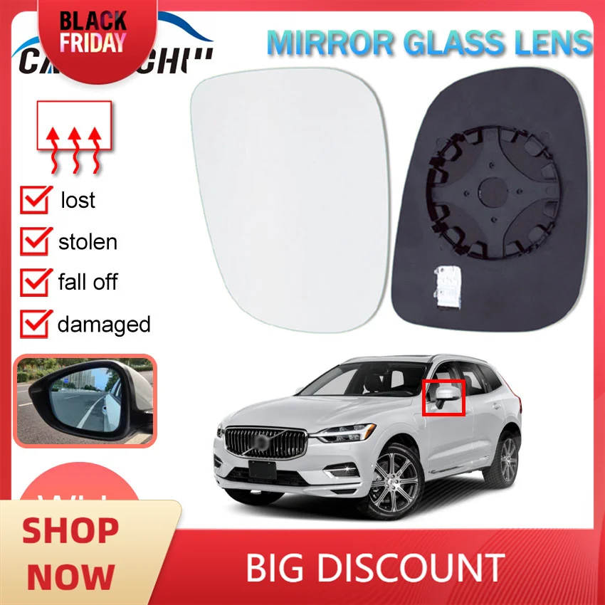 Left Right Car Rear View Side Lens With Heating Function Rear View Mirror Glass For Volvo S60 2014 2015 XC60 2017 2018 2019 2020