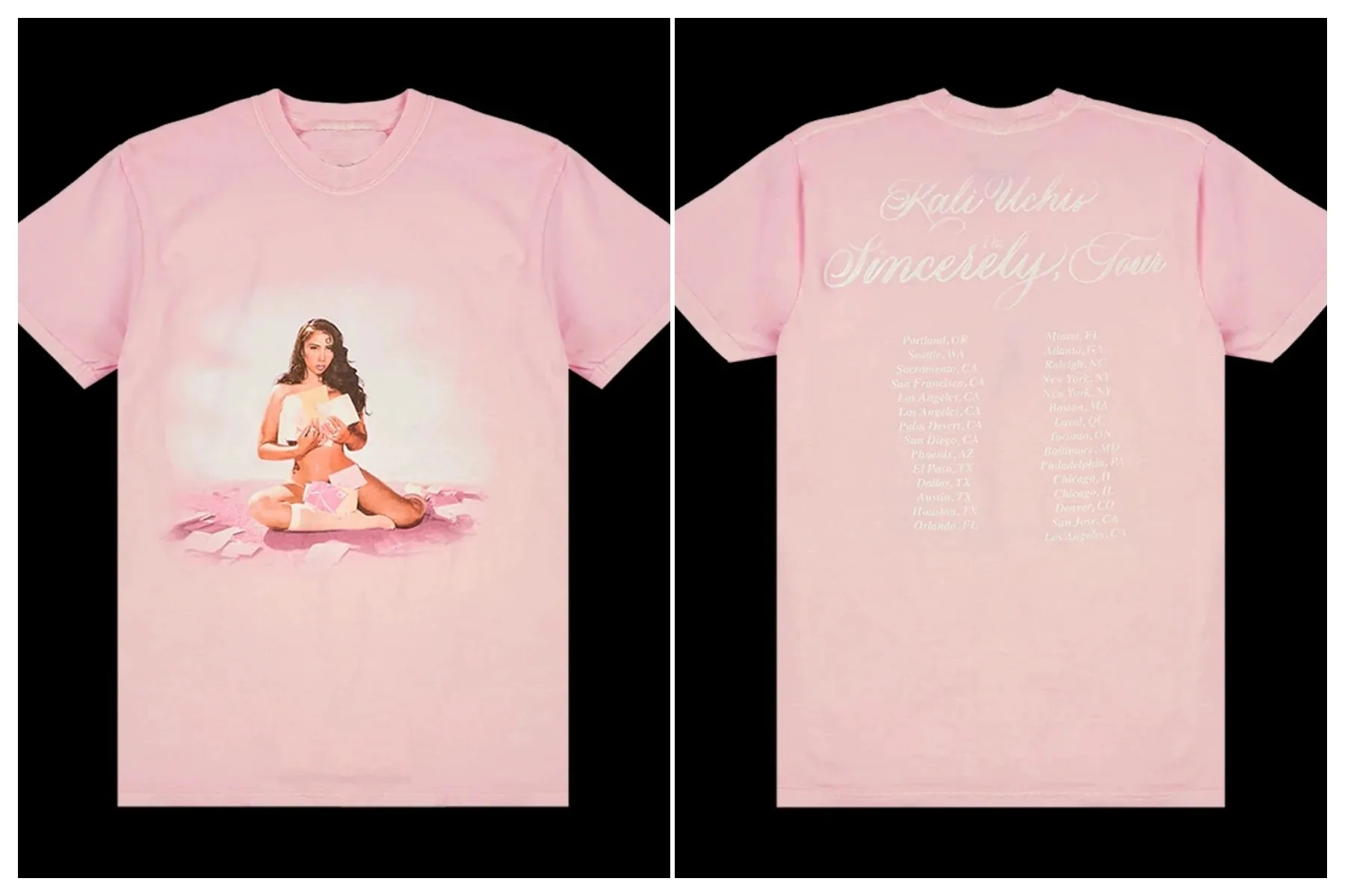 Hip Pop Y2k T-shirt KALI UCHIS Sincerely Tour T-shirt Graphic Print Cotton Loose T Shirts Casual Loose Sports Streetwear Unisex