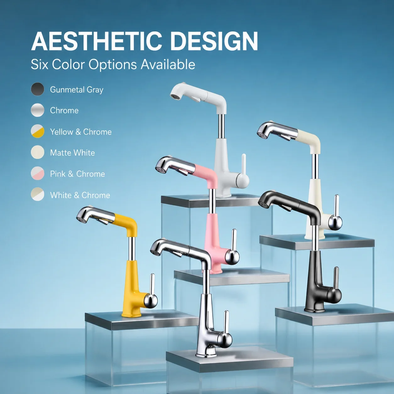 Pull Out Basin Faucet 3 Modes Liftable Hot Cold Bathroom Sink Mixer Tap Gray White Washbasin Faucet