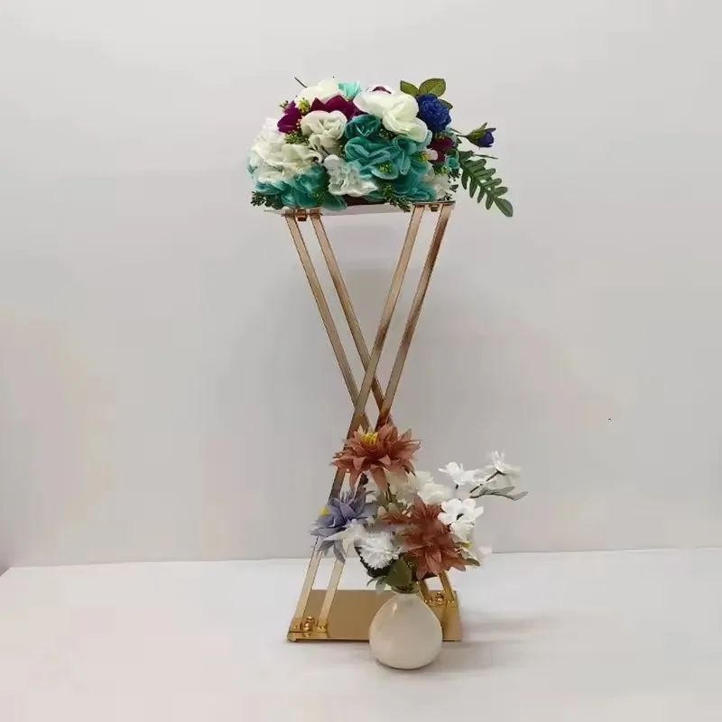 2/5/6 Stück Goldener Metall-Blumenständer für Hochzeitstisch-Mittelstücke, Partydekoration, Heimdekoration, Wegführung, 31 Zoll hoch, Eventdekoration – Detail 2