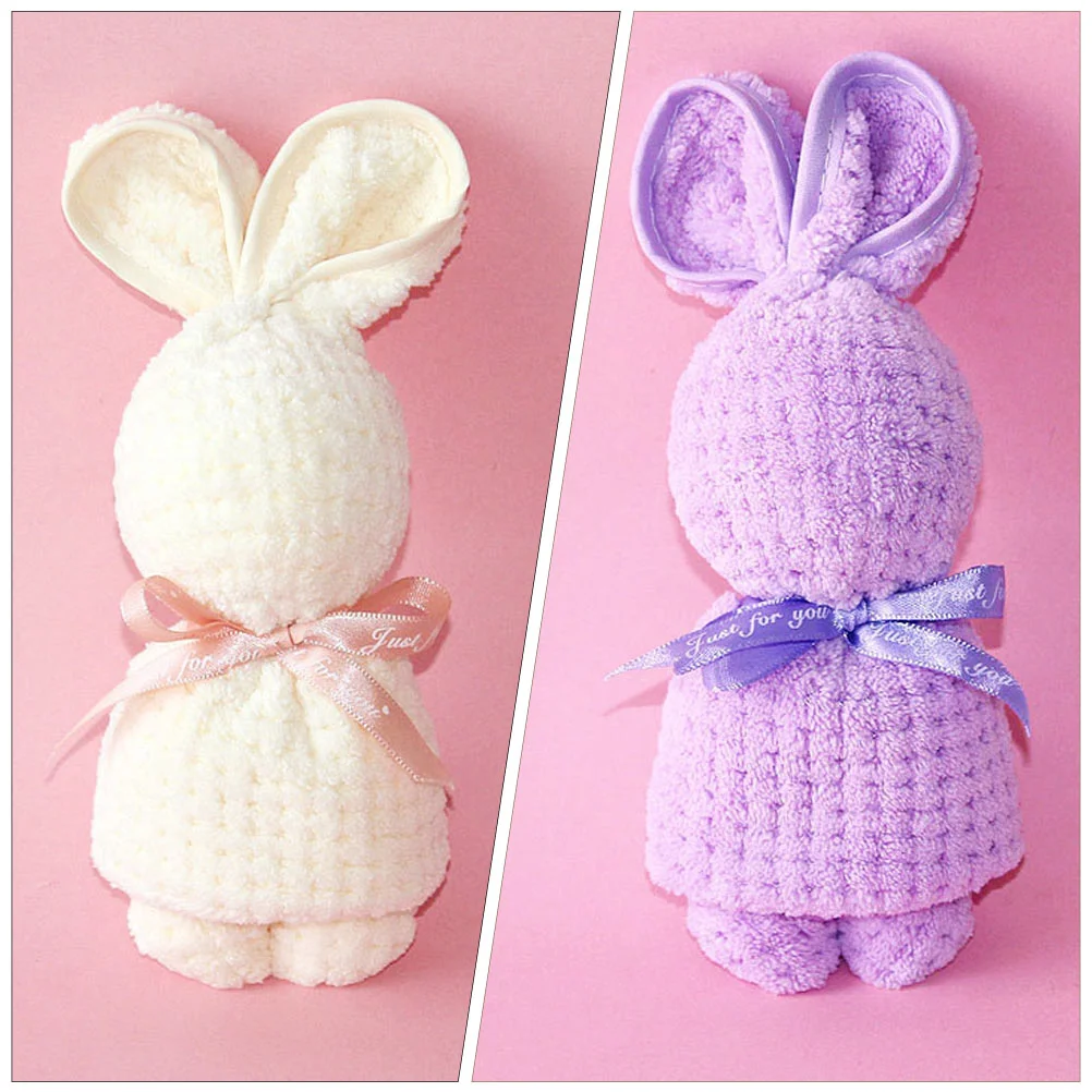 6 Pcs Bunny Towel Washcloths Rabbit Hand Lovely Easter Adorable Household Baby Newborn