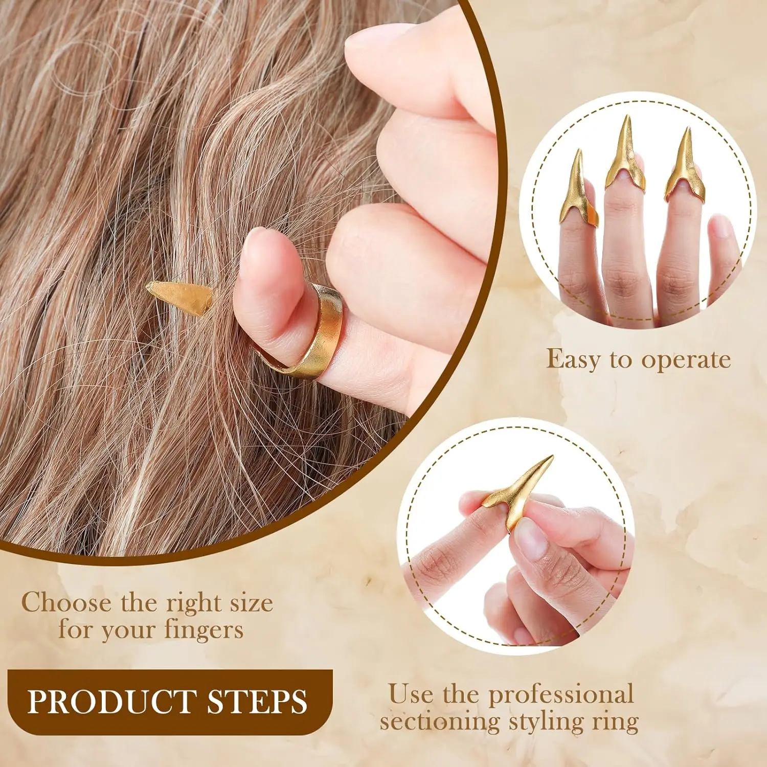  12 Pieces Metal Hair Sectioning Rings Retro Hair Extensions Tools for Women, Halloween Cosplay, Salon Use&Wig Tool