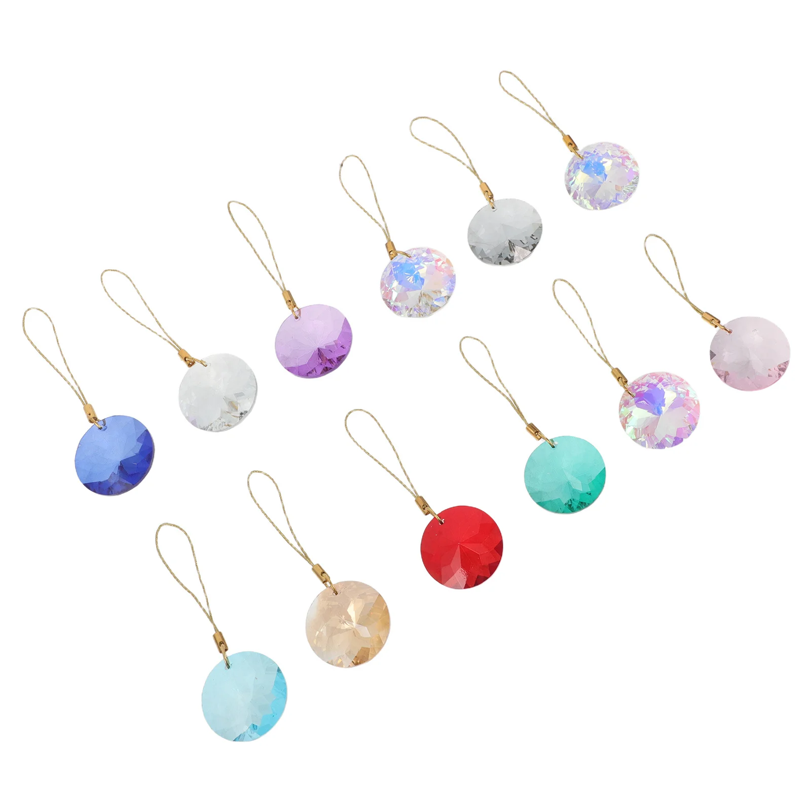 

12Pcs Crystal Flower Sun Catcher Round Prism Hanging Ornaments Xmas Tree Wedding Home Decorative Hanging Crystals