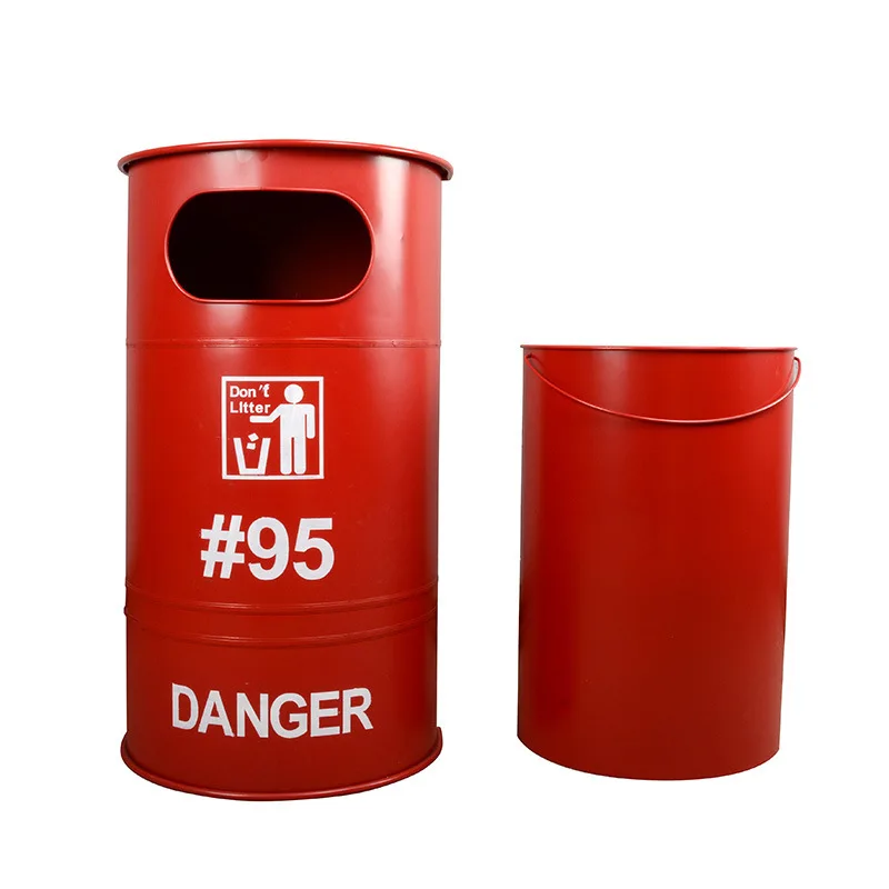 

Retro, American, industrial style, wrought iron, oil can, trash can, large size, storage can, bar, Internet cafe