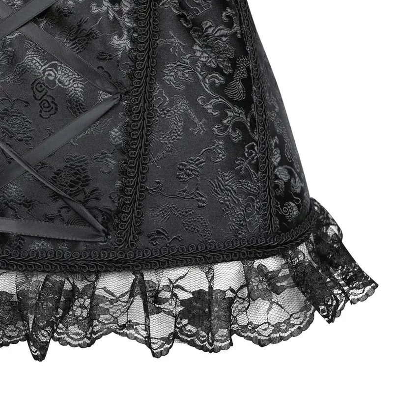 Espartilho de casamento Bustier com mangas para mulheres, Sexy Goth Basques, Respirável Lace Trim Bustiers, Traje Clubwear, Festa de férias