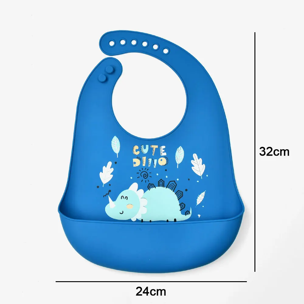 Silicone world Waterproof Bibs Baby Kids Stuff Cute Cartoon Printed Kids Bib Adjustable Soft Silicone Bib Baby Feeding Stuff