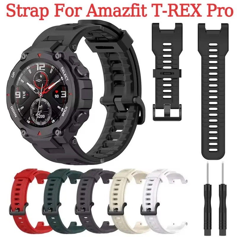 

Силиконовый ремешок для Huami Amazfit T-Rex, сменный ремешок для умных часов Amazfit T-REX Pro, браслет, мягкий спортивный ремешок на запястье